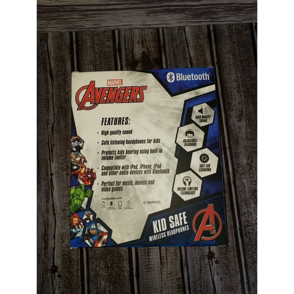 Avengers Headphones Kid Safe Volume Limiting Bluetooth Wireless - Picture 3 of 6
